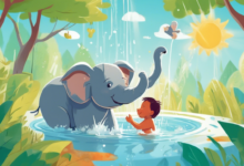 Elefánt Elemér fürdetése